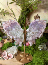 Load image into Gallery viewer, Flower Agate Amethyst Butterfly Wings with Stand

