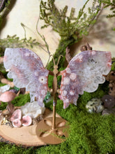 Load image into Gallery viewer, Flower Agate Amethyst Butterfly Wings with Stand
